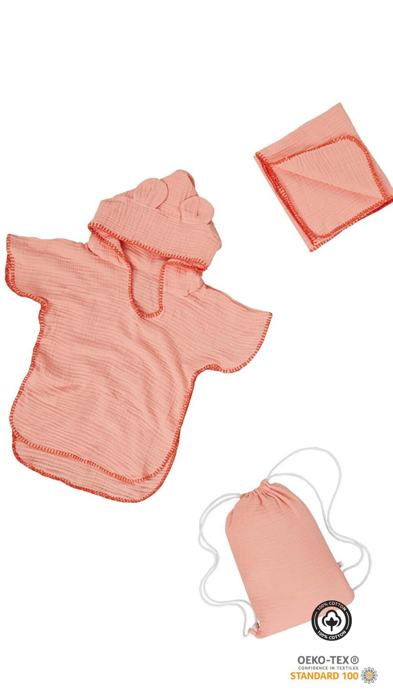 Premium 4-Layer Muslin Baby Pancho Set