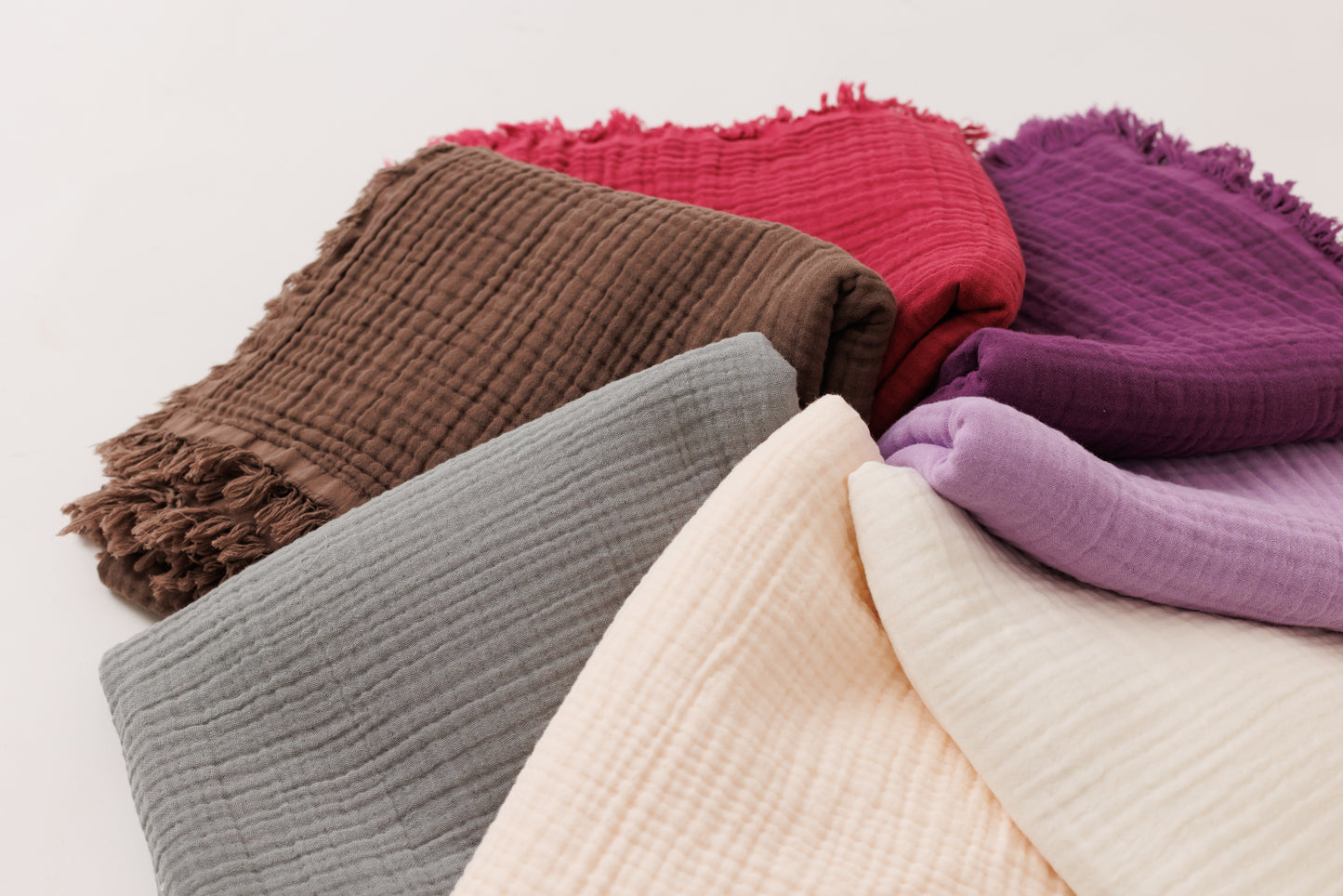 4-Layer Crinkled %100 Cotton Gauze Blanket (Fuchsia)