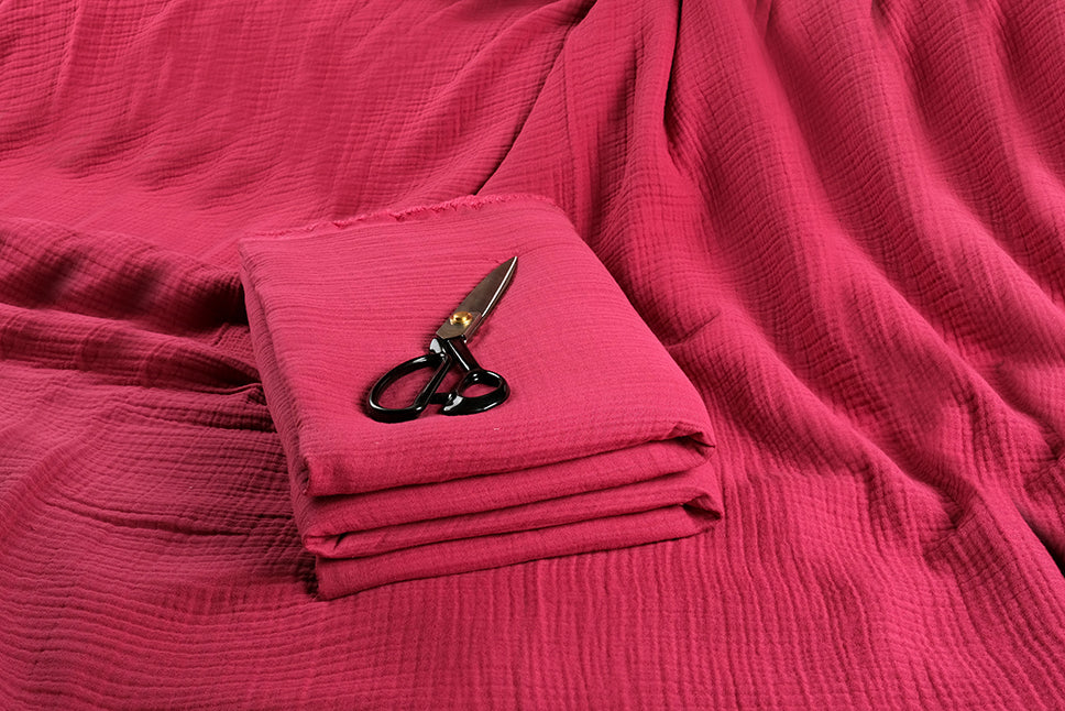 Fuchsia 4 Layer Muslin Crinkle Gauze Fabric