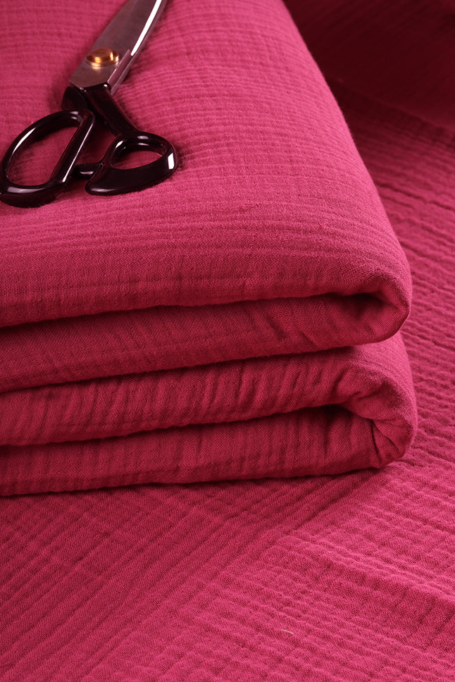 Fuchsia 4 Layer Muslin Crinkle Gauze Fabric