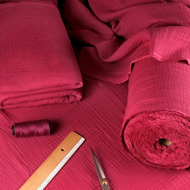 Fuchsia 4 Layer Muslin Crinkle Gauze Fabric