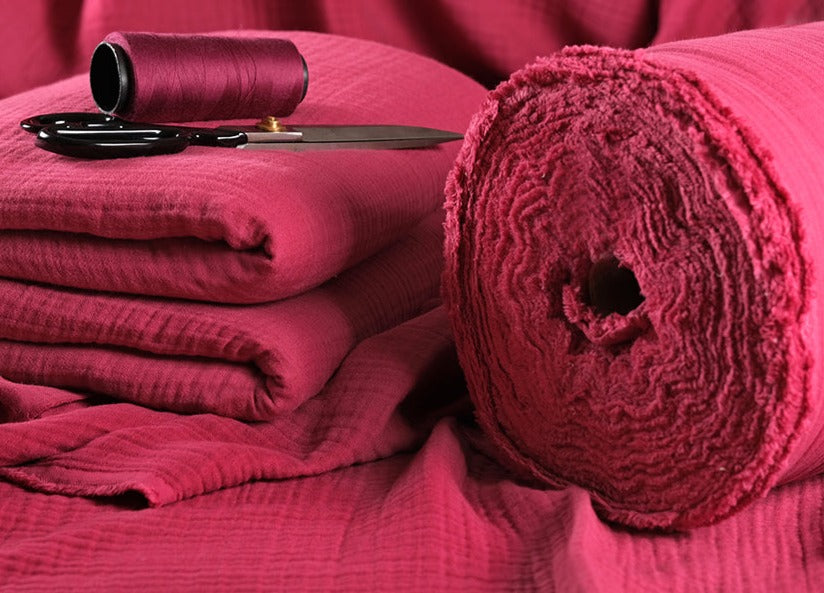 Fuchsia 4 Layer Muslin Crinkle Gauze Fabric