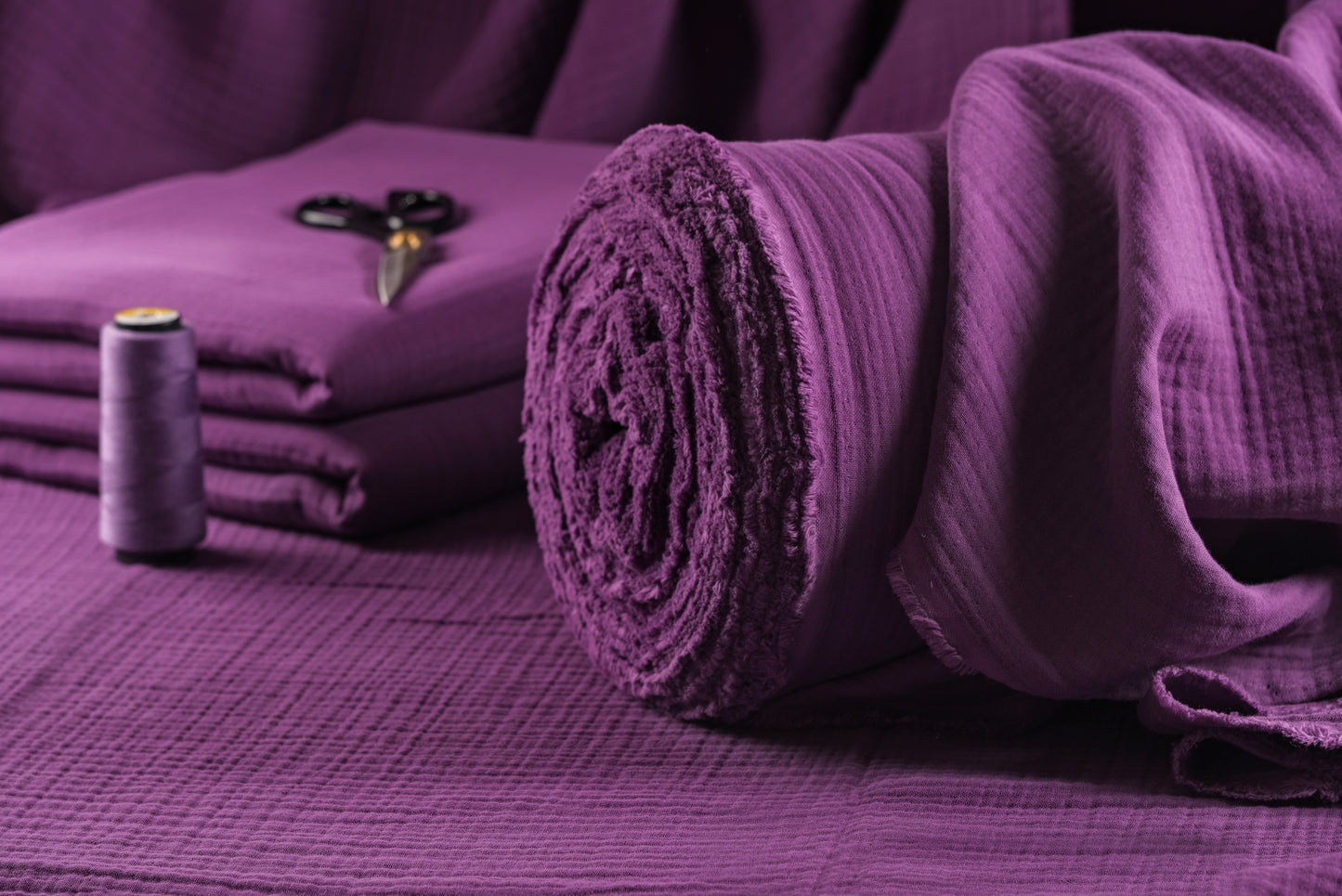 Purple 4 Layer Muslin Crinkle Gauze Fabric