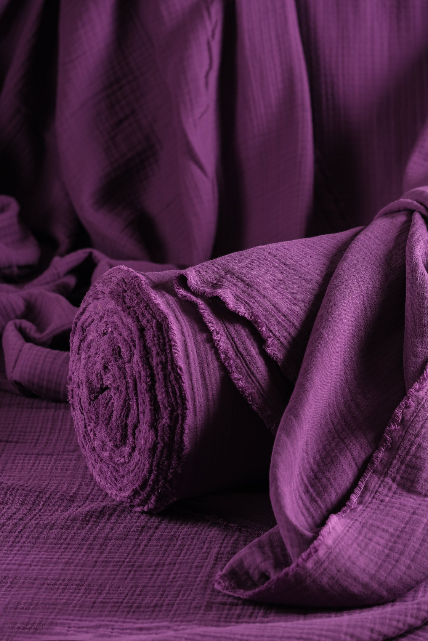 Purple 4 Layer Muslin Crinkle Gauze Fabric