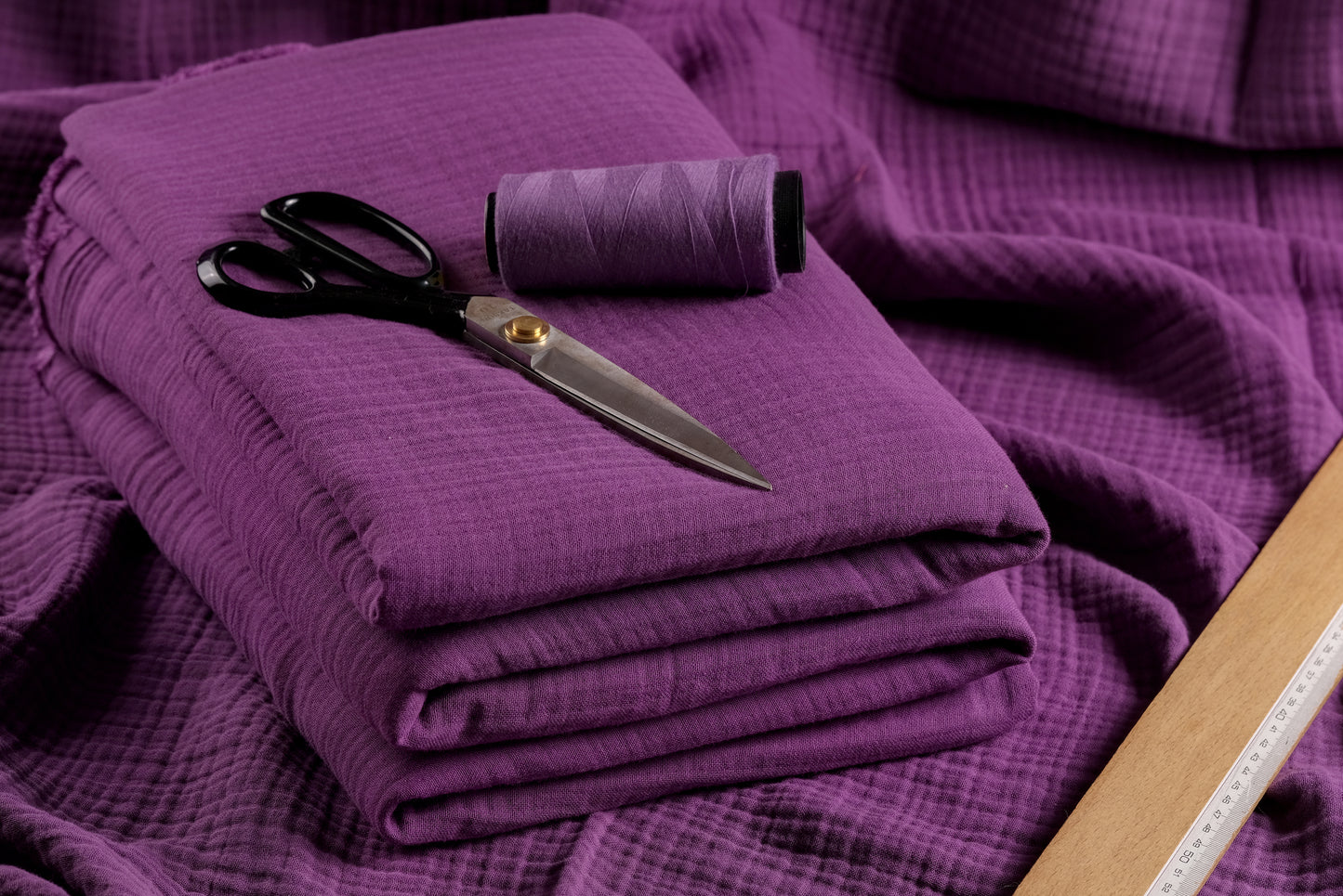 Purple 4 Layer Muslin Crinkle Gauze Fabric