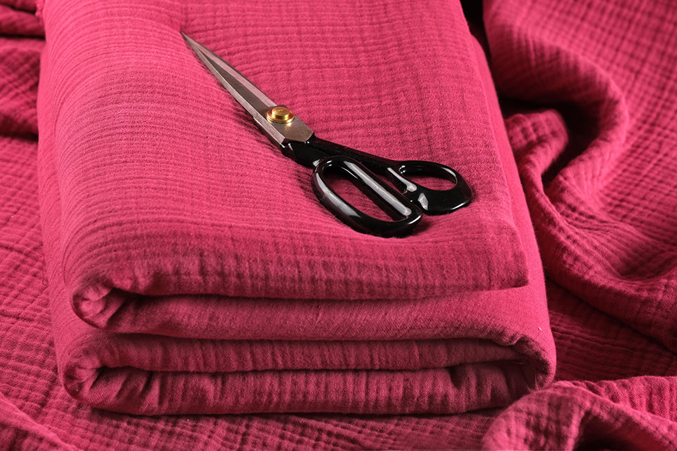 Fuchsia 4 Layer Muslin Crinkle Gauze Fabric