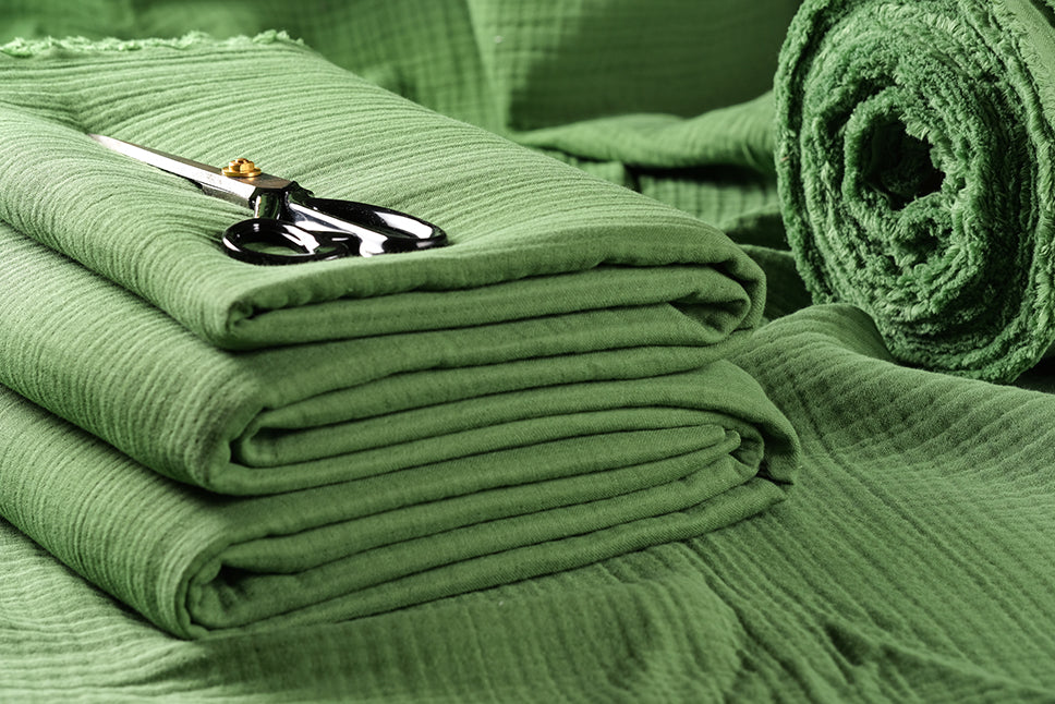 4 Layer Green Muslin Fabric