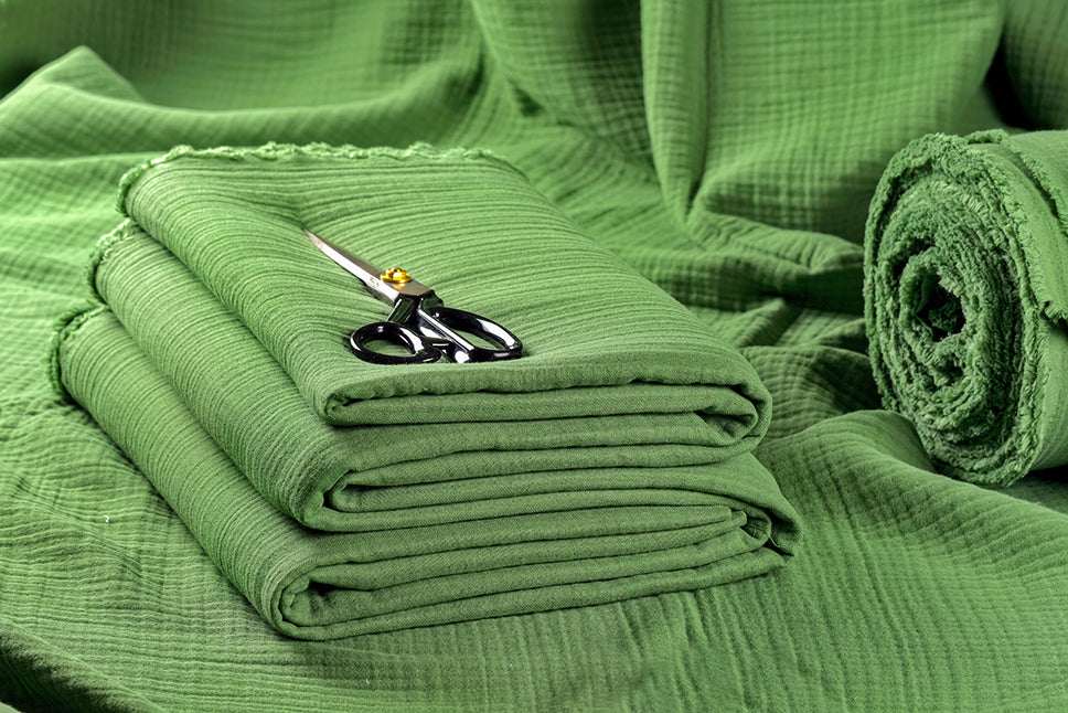 4 Layer Green Muslin Fabric