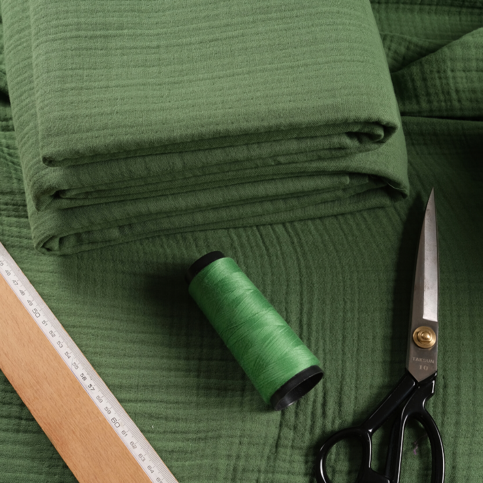 4 Layer Green Muslin Fabric