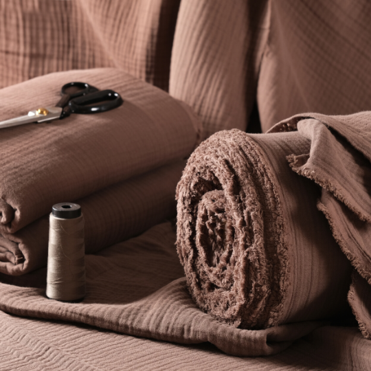 4-Layer Chocolate Muslin Fabric