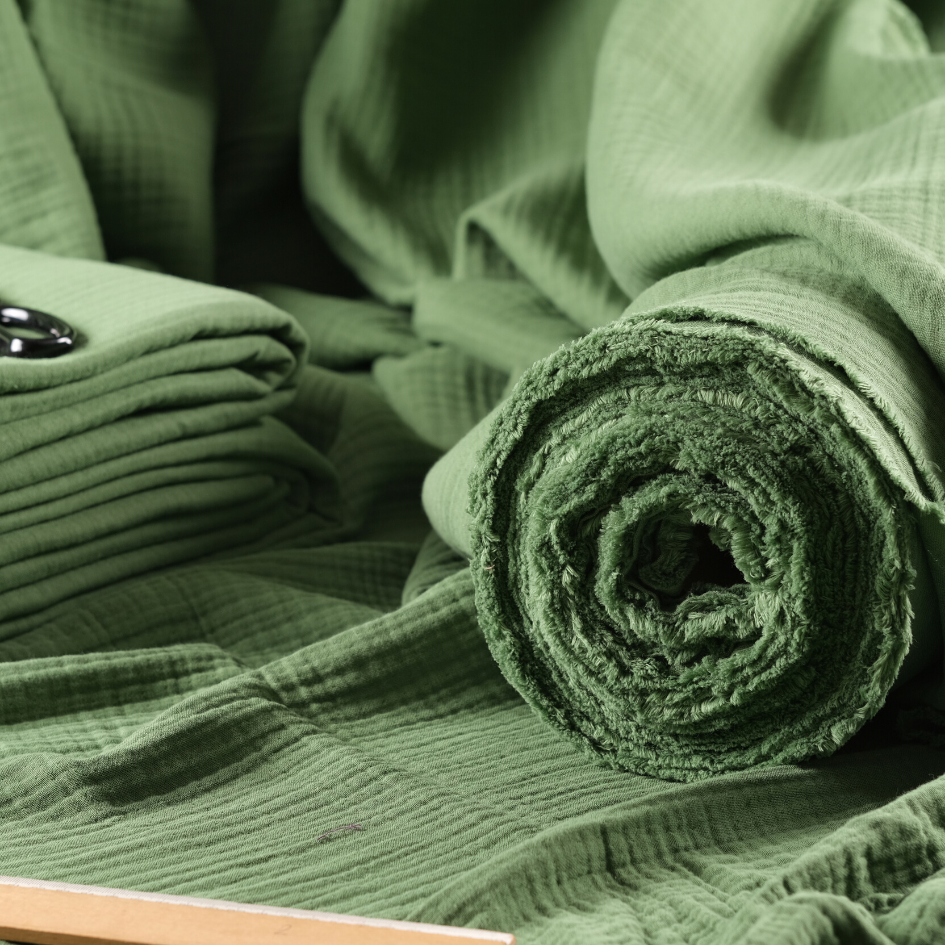 4 Layer Green Muslin Fabric