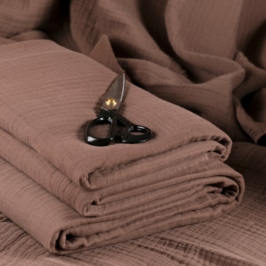 4-Layer Chocolate Muslin Fabric