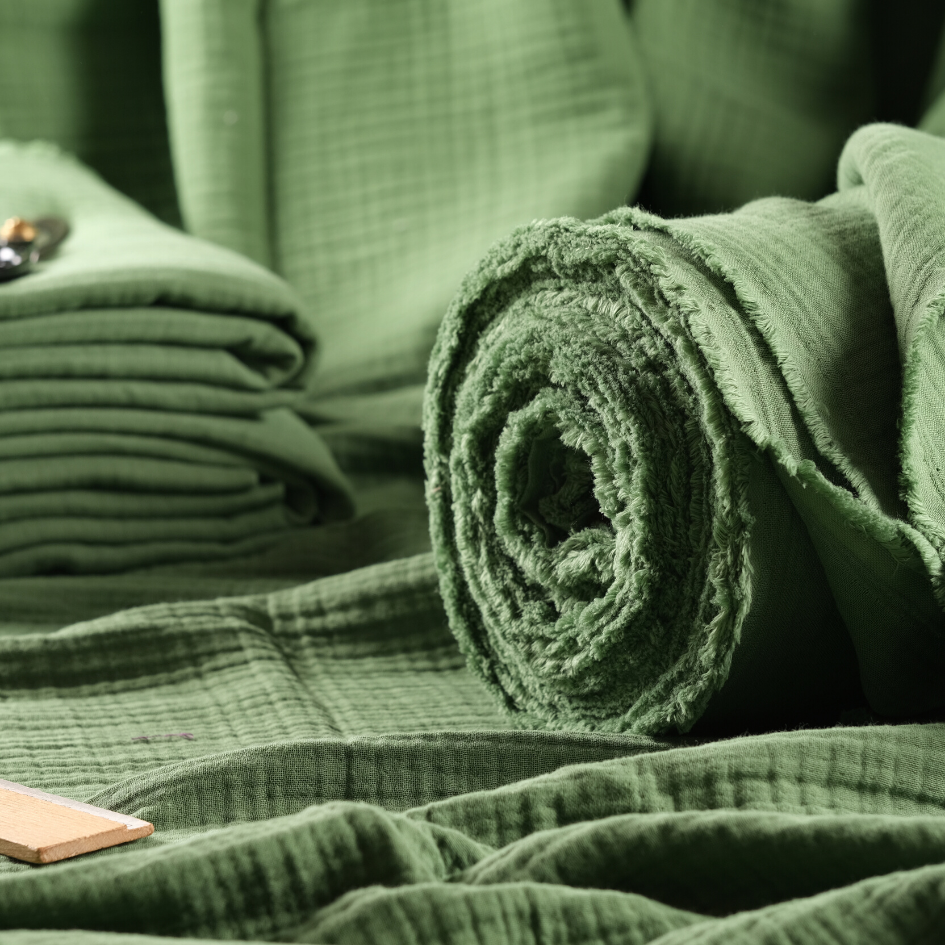 4 Layer Green Muslin Fabric