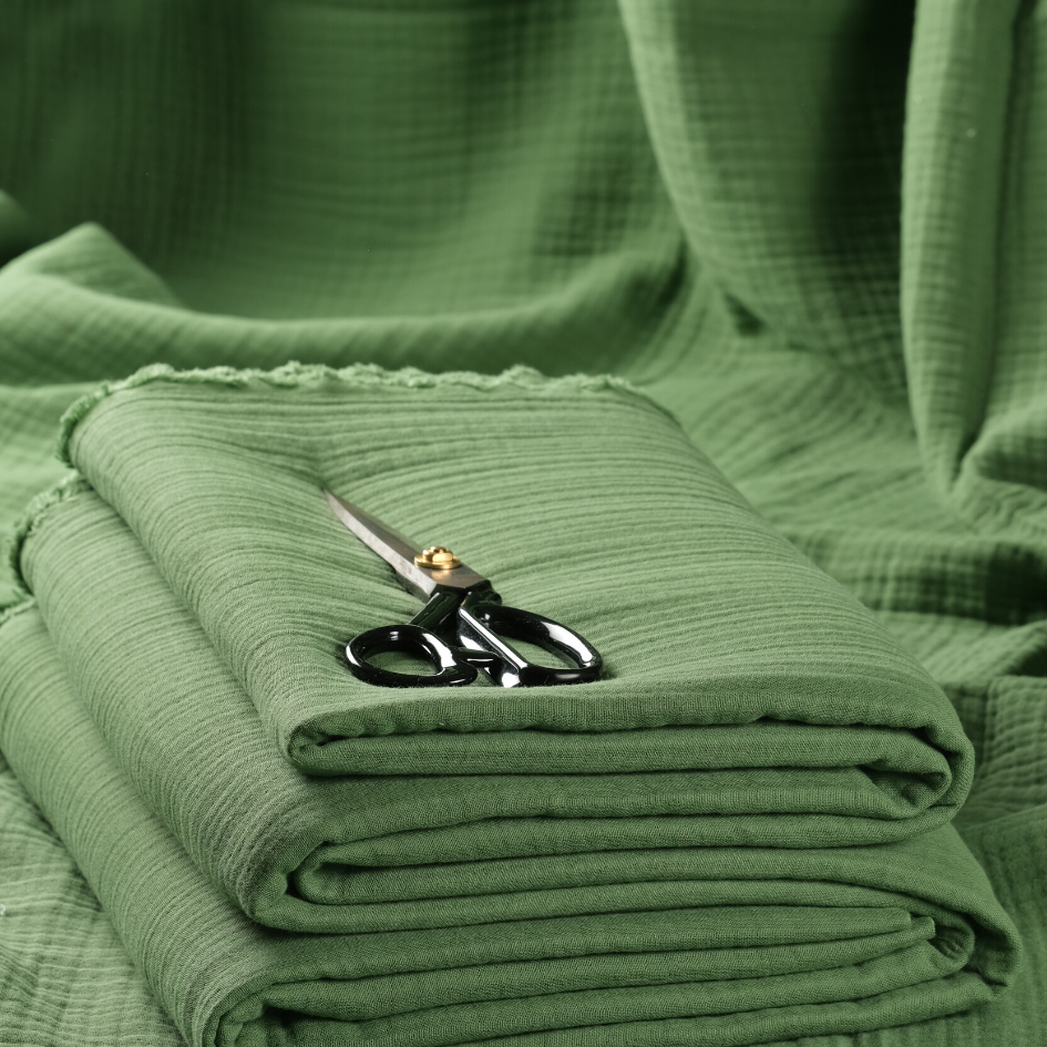 4 Layer Green Muslin Fabric