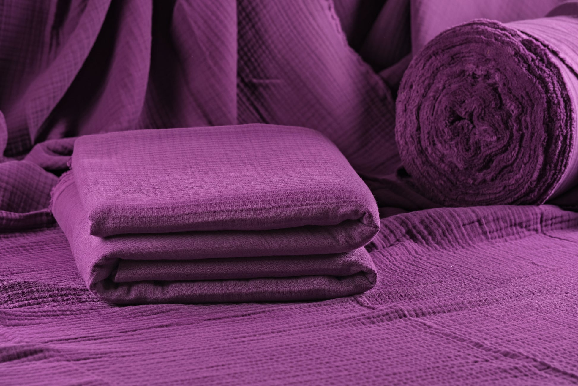 Purple Double Gauze Fabric  Buy Purple Crinkle Cotton Dress Fabric