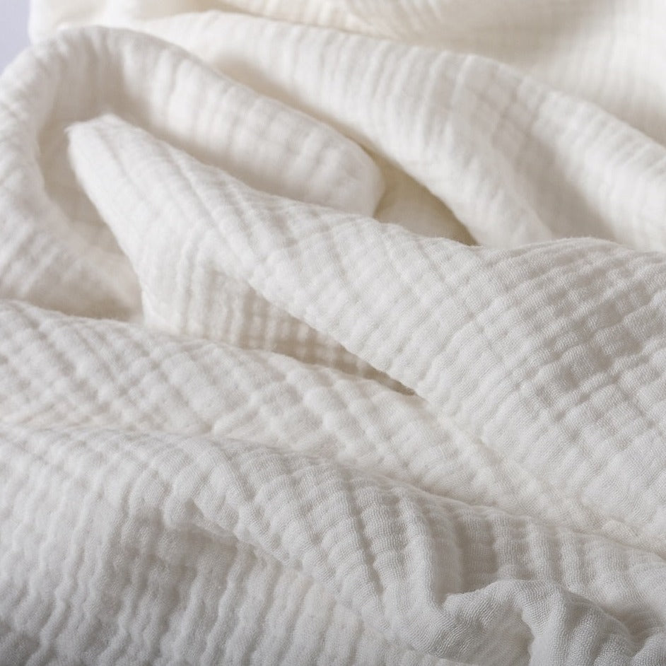 Mediterranean Slub Cotton Gauze Fabric - White 50/51 By The Yard